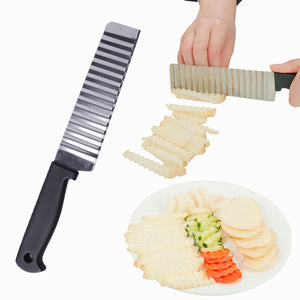 TTLIFE Potato French FryVegetable Cutter Knives Stainless Steel Kitchen Tool Wave Knife Chopper Serrated Blade Carrot Slicer