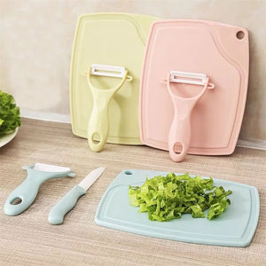 Upspirit 3pcs Kitchen Peeler Knife Cutting Board Set Ceramic Fruit Knife Vegetable Peeler Small Chopping Board Kitchen Tools